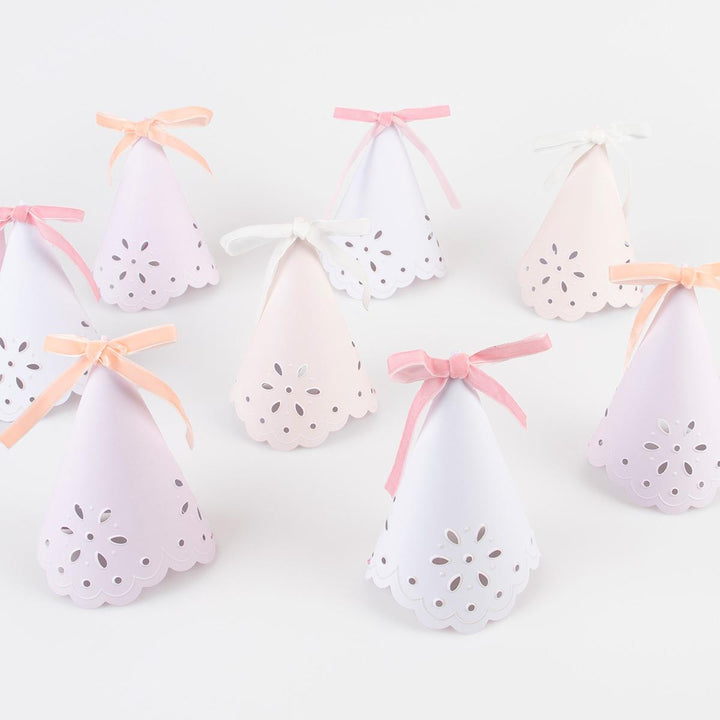 Broderie Anglaise Lace Party Hats x 8 | Meri Meri Party Hats Broderie Anglaise Lace Party Hats x 8