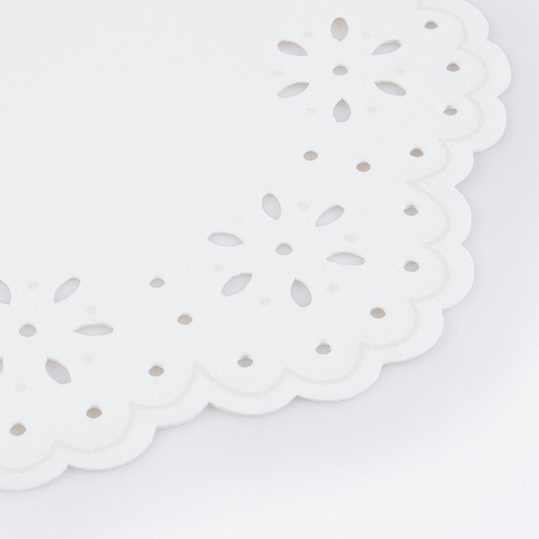 Broderie Anglaise Lace White Large Party Napkins x 16 | Meri Meri party napkins Broderie Anglaise Lace White Large Party Napkins x 16