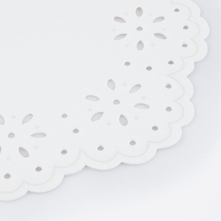 Broderie Anglaise Lace White Large Party Napkins x 16 | Meri Meri party napkins Broderie Anglaise Lace White Large Party Napkins x 16