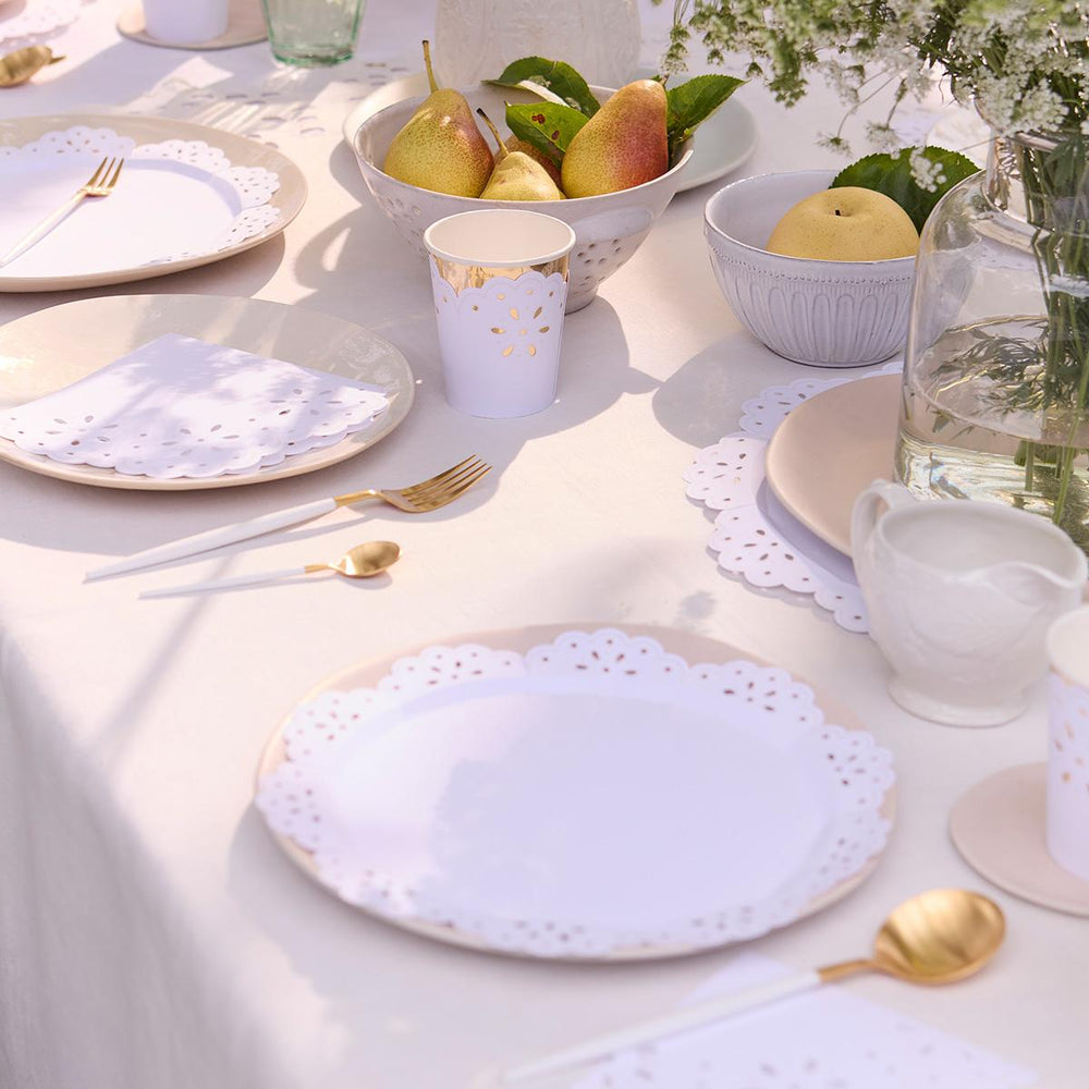 Broderie Anglaise Lace White Large Party Napkins x 16 | Meri Meri party napkins Broderie Anglaise Lace White Large Party Napkins x 16