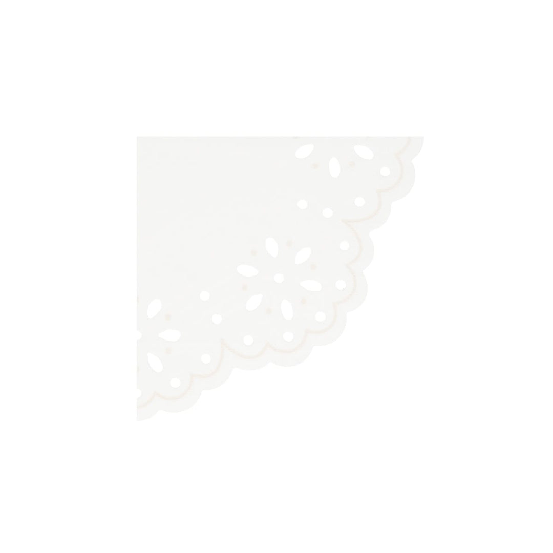 Broderie Anglaise Lace White Small Party Napkins x 16 | Meri Meri party napkins Broderie Anglaise Lace White Small Party Napkins x 16