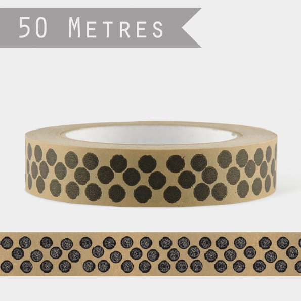Brown Paper Gift Tape, Black Dots | East of India Gift Wrap East of India Brown Paper Gift Tape - Black Dots