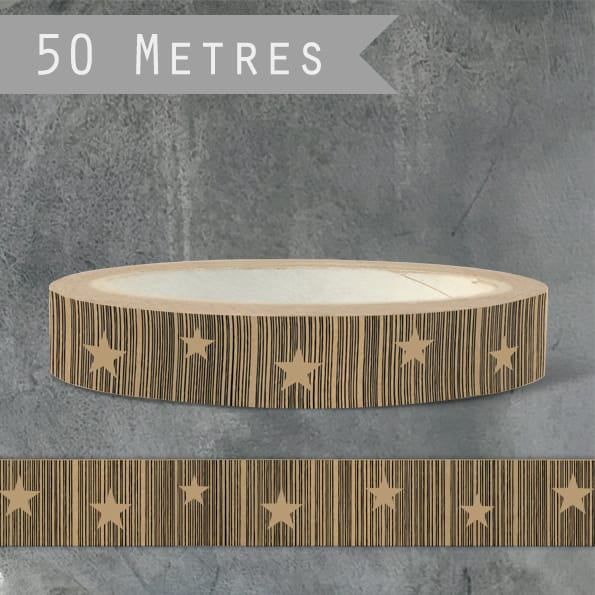 Brown Paper Gift Tape, Stars | East of India Gift Wrap East of India Brown Paper Gift Tape - Stars