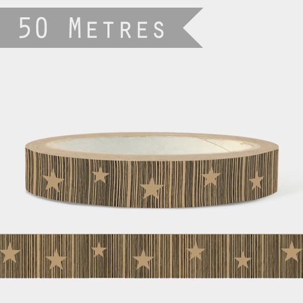 Brown Paper Gift Tape, Stars | East of India Gift Wrap East of India Brown Paper Gift Tape - Stars