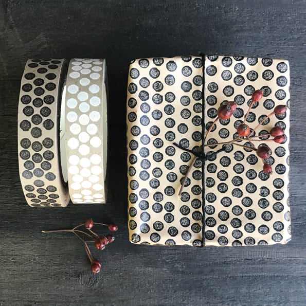 Brown Paper Gift Tape, White Dots | East of India Gift Wrap East of India Brown Paper Gift Tape - White Dots