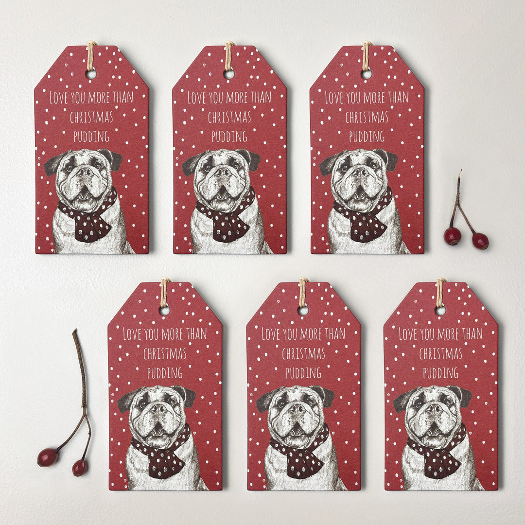 Bulldog Gift Labels, Pack of 6 | East of India Gift Tags East of India Gift Labels - Bulldog, Pack of 6