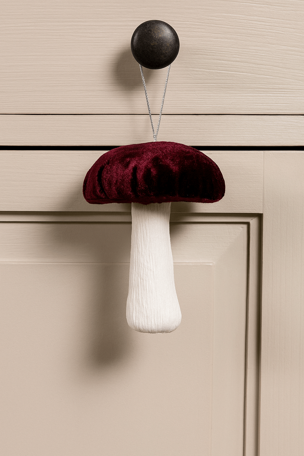 Burgundy Velvet Hanging Mushroom (12cm) ornament Burgundy Velvet Hanging Mushroom (12cm)