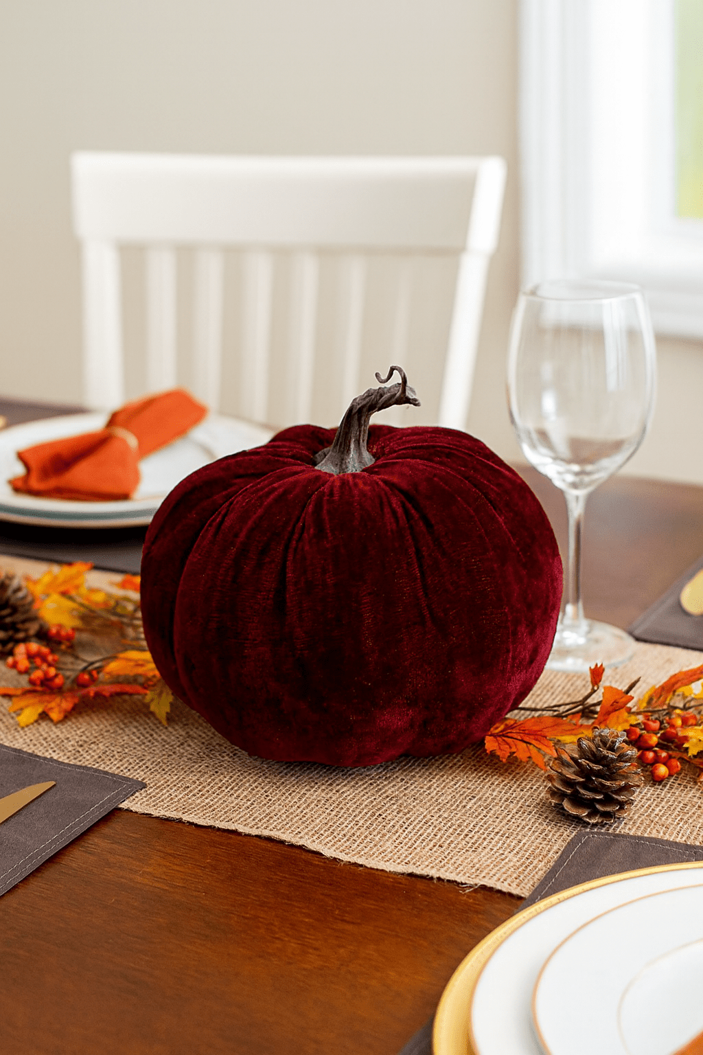 Burgundy Velvet Pumpkin (20cm) ornament Burgundy Velvet Pumpkin (20cm)