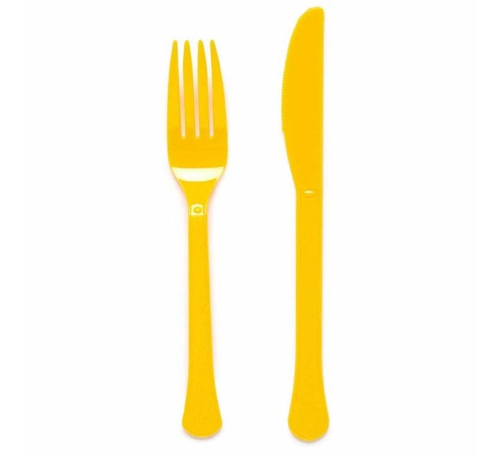 Buttercup Yellow Party Cutlery (Pack of 24) Yellow Party Supplies Disposable Cutlery Buttercup Yellow Party Cutlery (Pack of 24)