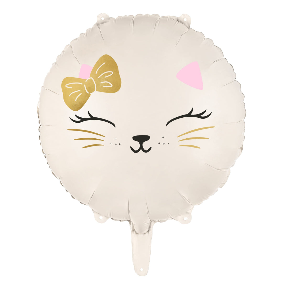 Cat Head With Bow Foil Balloon - Cat Party Decorations Balloons Cat Head With Bow Foil Balloon