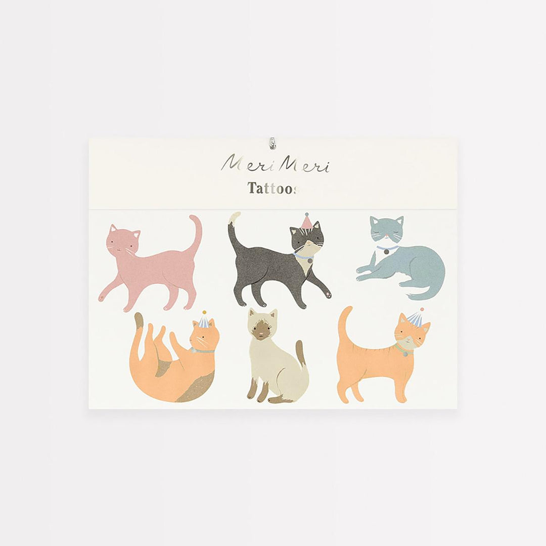 Cat Temporary Tattoos x 9 | Meri Meri Birthday Party temporary tattoos Cat Temporary Tattoos x 9