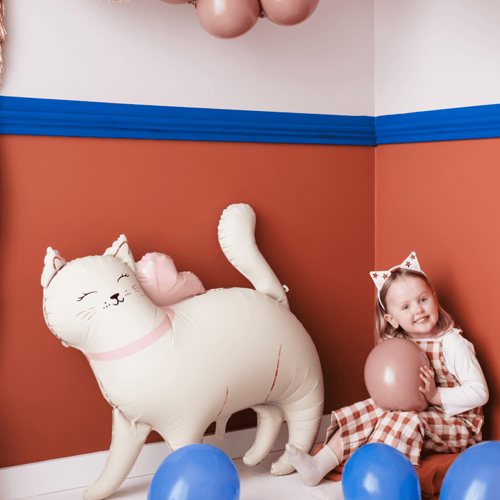 Cat With Pink Bow Foil Balloon - Cat Party Decorations Balloons Cat With Pink Bow Foil Balloon