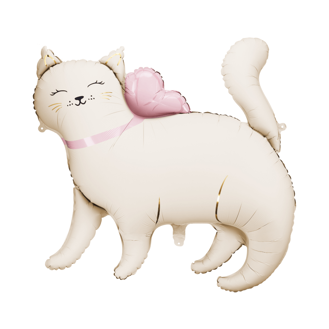 Cat With Pink Bow Foil Balloon - Cat Party Decorations Balloons Cat With Pink Bow Foil Balloon