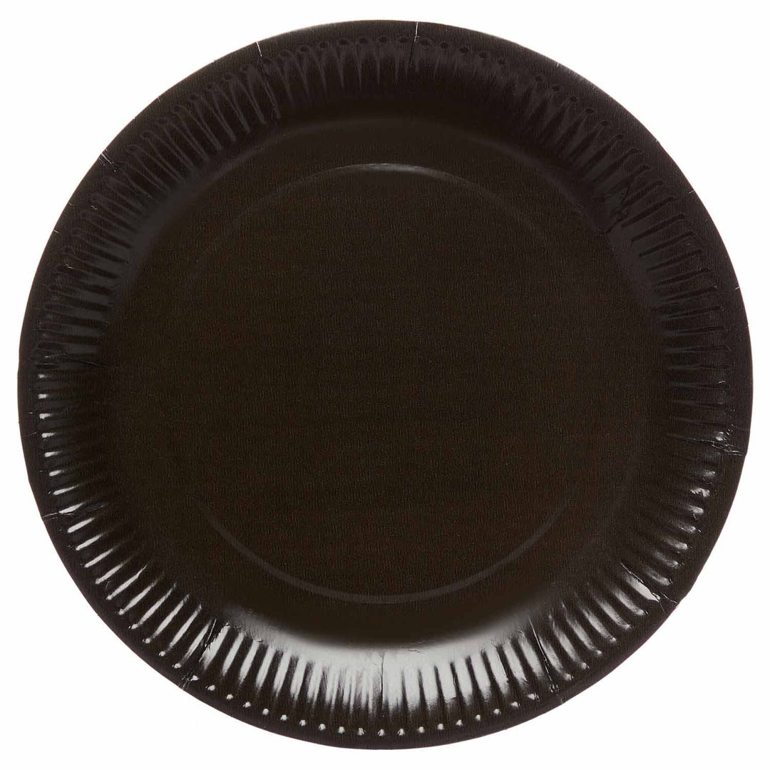 Charcoal Black Large Paper Party Plates x 8 - Black Party Supplies Disposable Plates Charcoal Black Large Paper Party Plates x 8
