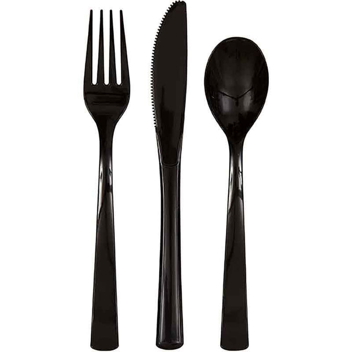 Charcoal Black Party Cutlery (Pack of 18) Disposable Cutlery Charcoal Black Party Cutlery (Pack of 18)