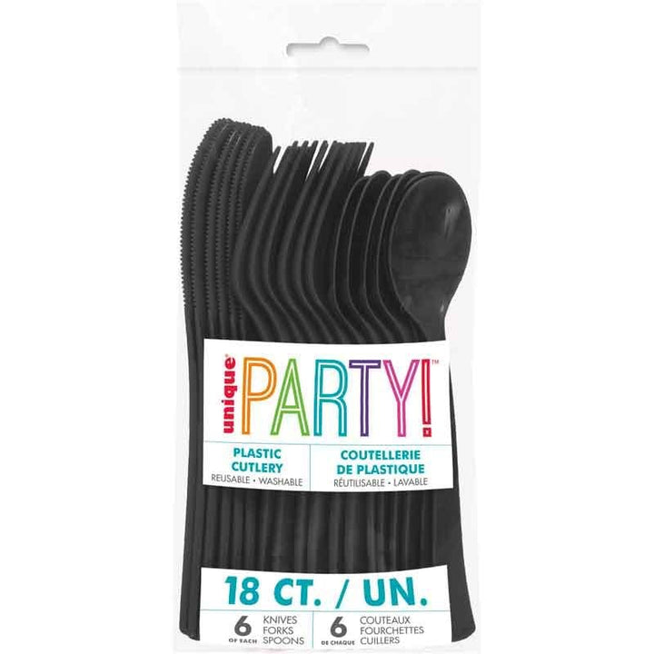 Charcoal Black Party Cutlery (Pack of 18) Disposable Cutlery Charcoal Black Party Cutlery (Pack of 18)