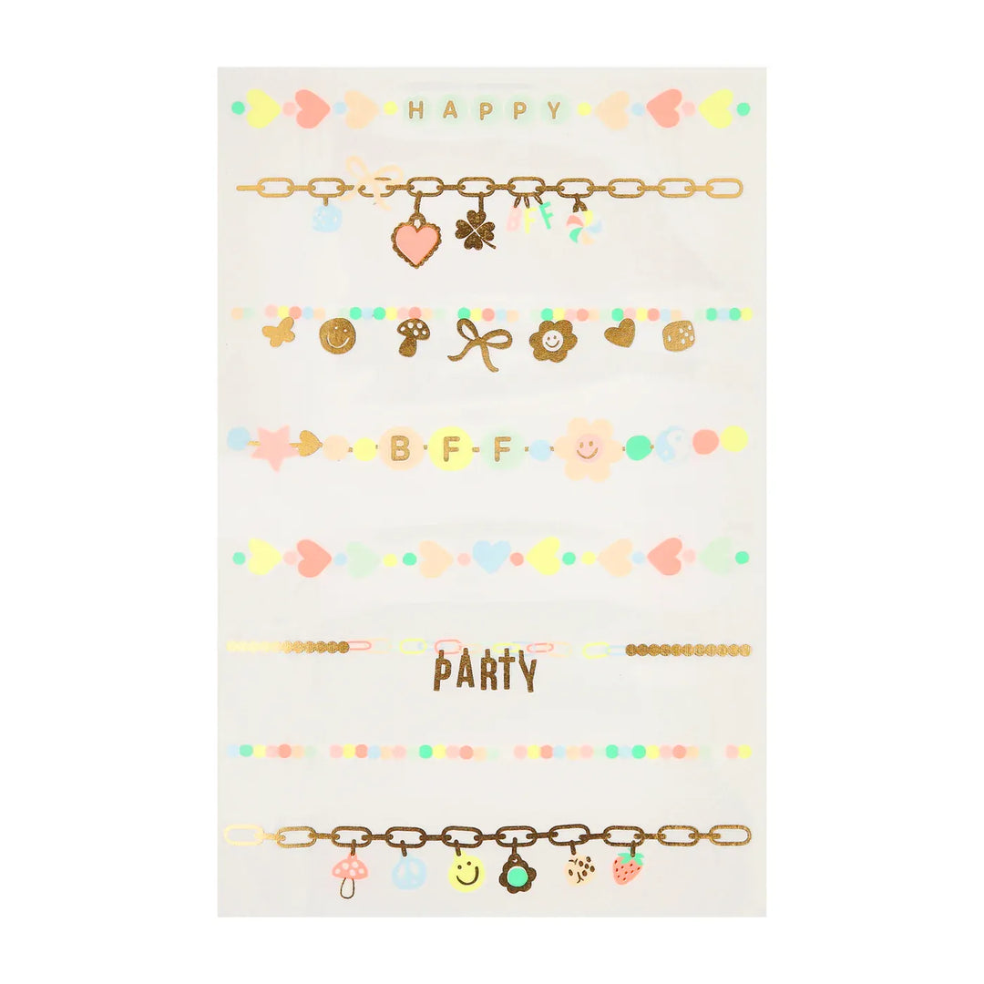 Charm Bracelet Temporary Tattoos | Meri Meri Charm Theme Party Party Bag Fillers Charm Bracelet Temporary Tattoos x 2 sheets