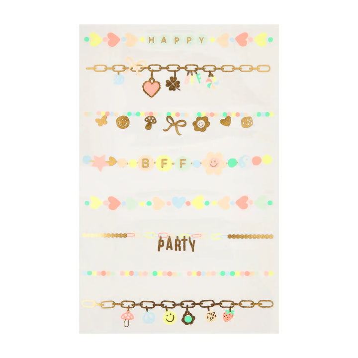 Charm Bracelet Temporary Tattoos | Meri Meri Charm Theme Party Party Bag Fillers Charm Bracelet Temporary Tattoos x 2 sheets
