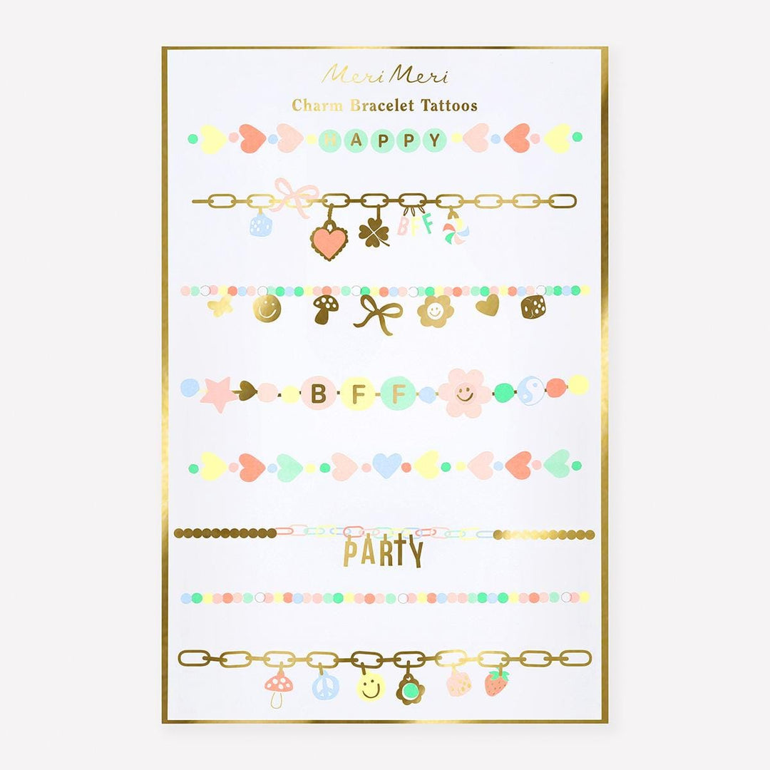 Charm Bracelet Temporary Tattoos | Meri Meri | Little Big Party Party Bag Fillers Charm Bracelet Temporary Tattoos x2 sheets