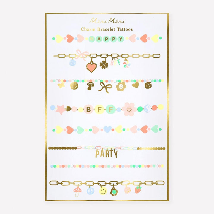 Charm Bracelet Temporary Tattoos | Meri Meri | Little Big Party Party Bag Fillers Charm Bracelet Temporary Tattoos x2 sheets