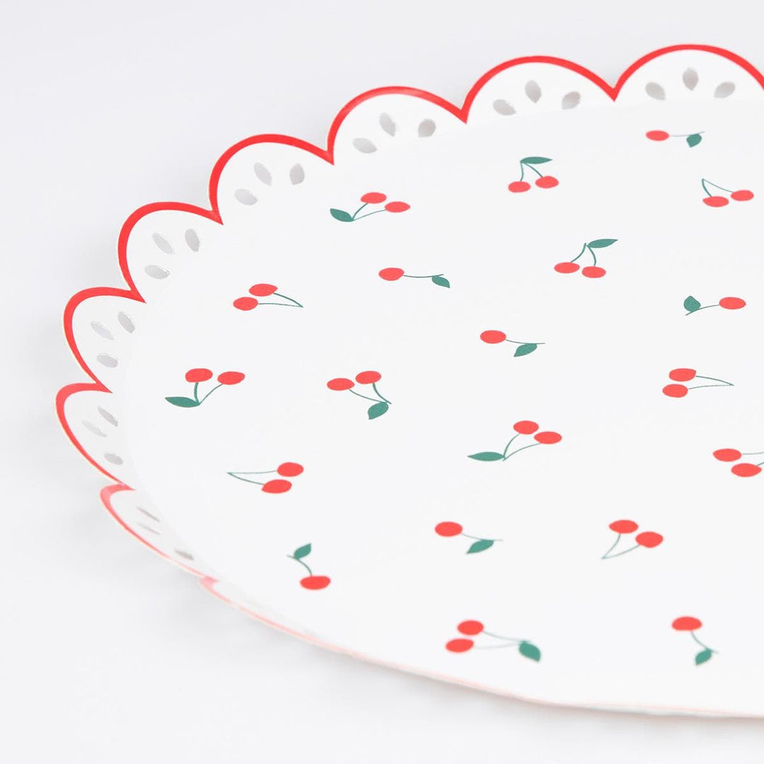 Cherry Pattern Dinner Party Plates x 8 | Meri Meri party plates Cherry Pattern Dinner Party Plates x 8