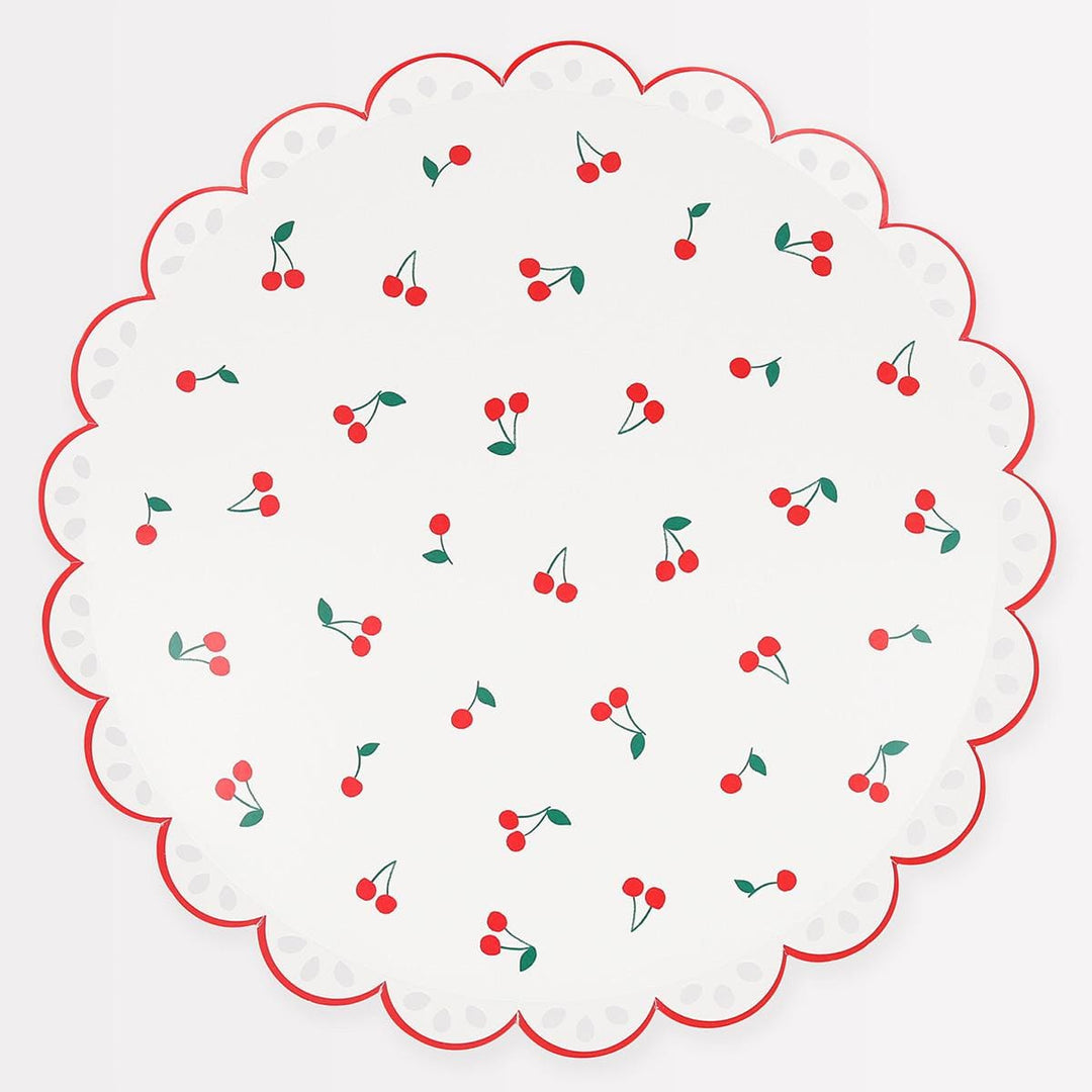 Cherry Pattern Dinner Party Plates x 8 | Meri Meri party plates Cherry Pattern Dinner Party Plates x 8