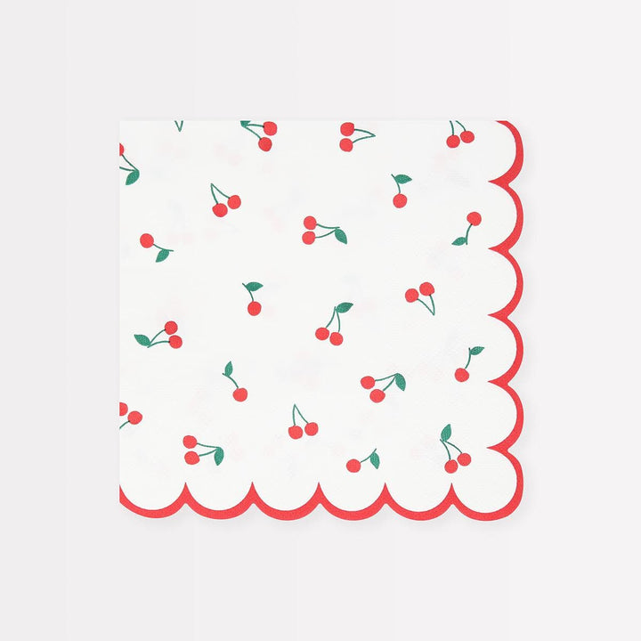 Cherry Pattern Large Party Napkins x 16 | Meri Meri party napkins Cherry Pattern Large Party Napkins x 16