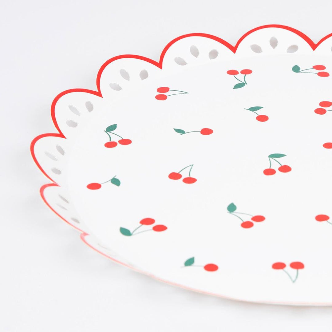 Cherry Pattern Side Party Plates x 8 | Meri Meri party plates Cherry Pattern Side Party Plates x 8