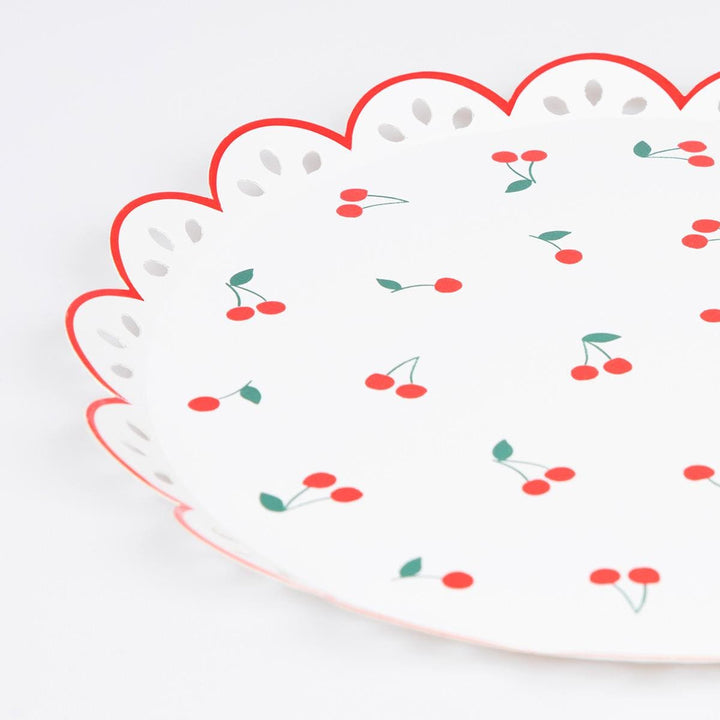 Cherry Pattern Side Party Plates x 8 | Meri Meri party plates Cherry Pattern Side Party Plates x 8
