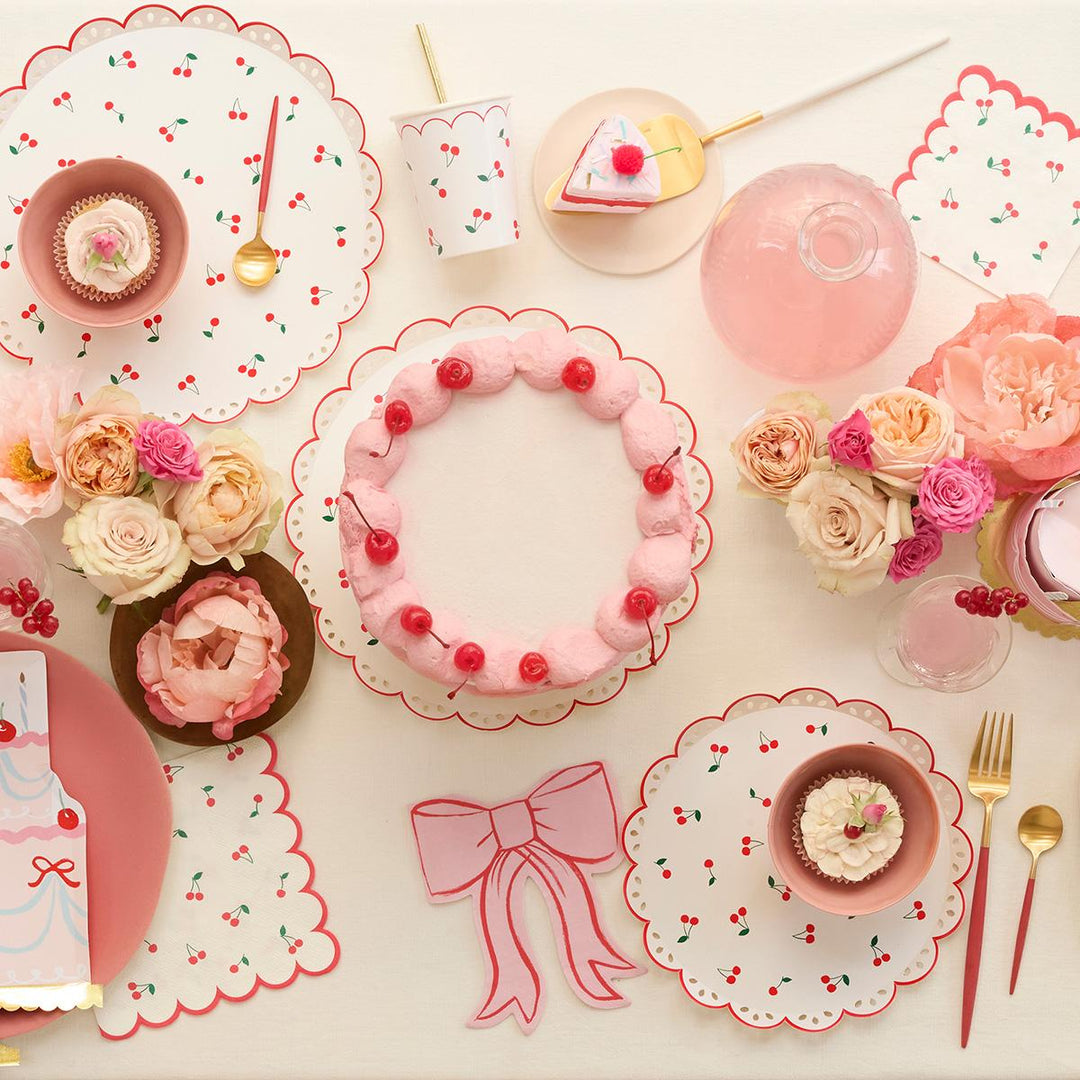 Cherry Pattern Side Party Plates x 8 | Meri Meri party plates Cherry Pattern Side Party Plates x 8
