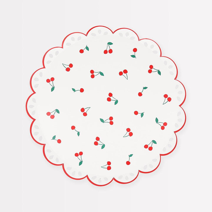 Cherry Pattern Side Party Plates x 8 | Meri Meri party plates Cherry Pattern Side Party Plates x 8