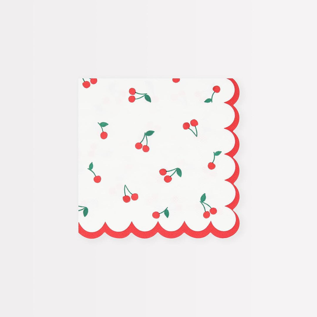 Cherry Pattern Small Party Napkins x 16 | Meri Meri party napkins Cherry Pattern Small Party Napkins x 16