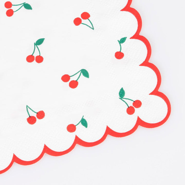 Cherry Pattern Small Party Napkins x 16 | Meri Meri party napkins Cherry Pattern Small Party Napkins x 16