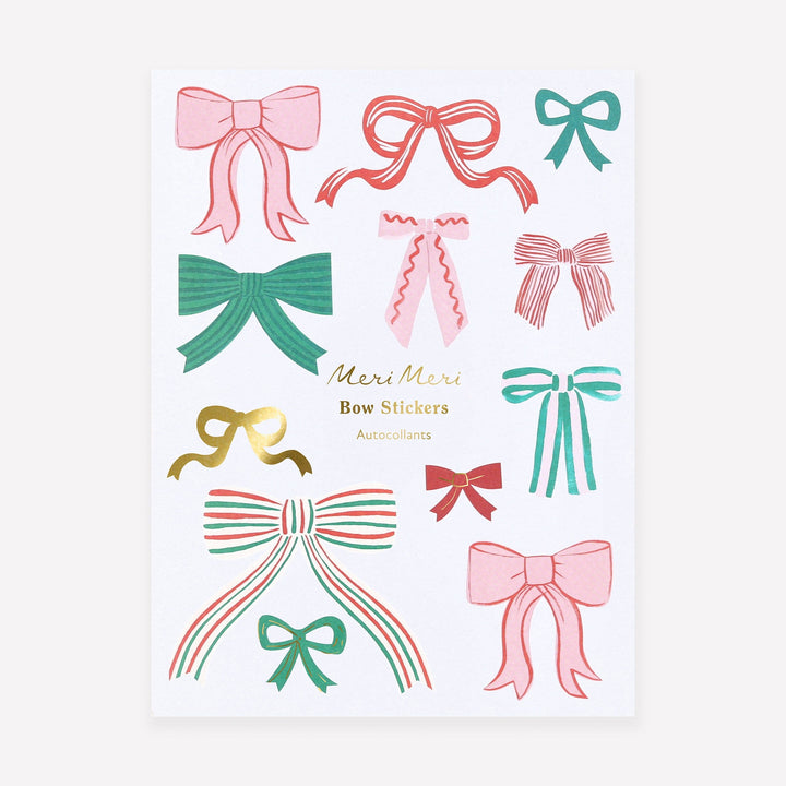 Christmas Bow Stickers x 10 Sheets | Meri Meri Christmas Stocking Fillers Stickers Christmas Bow Stickers x 10 Sheets