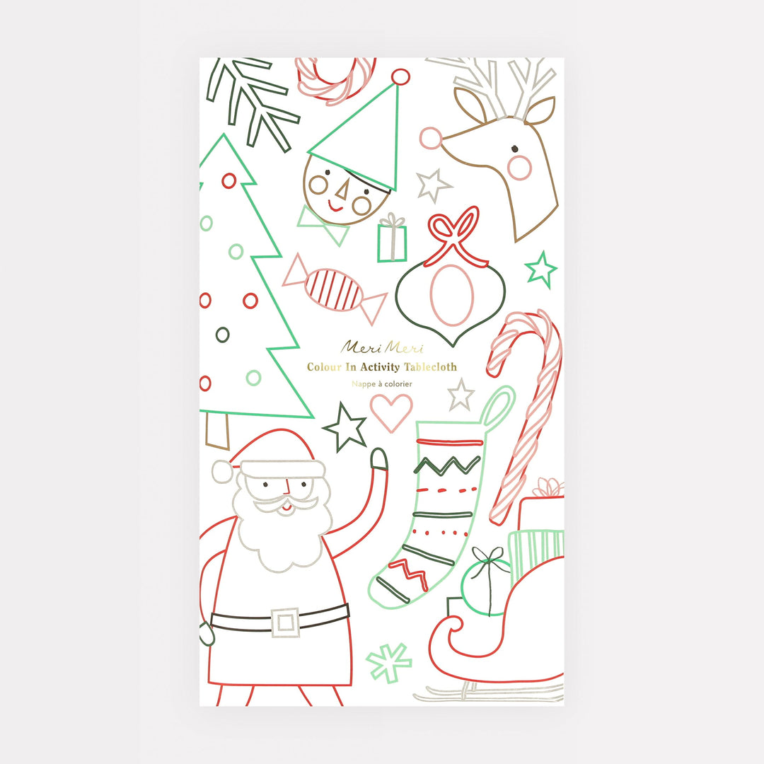 Christmas Colour In Activity Party Tablecloth | Meri Meri Christmas Activities Party Accessories Christmas Colour In Activity Party Tablecloth