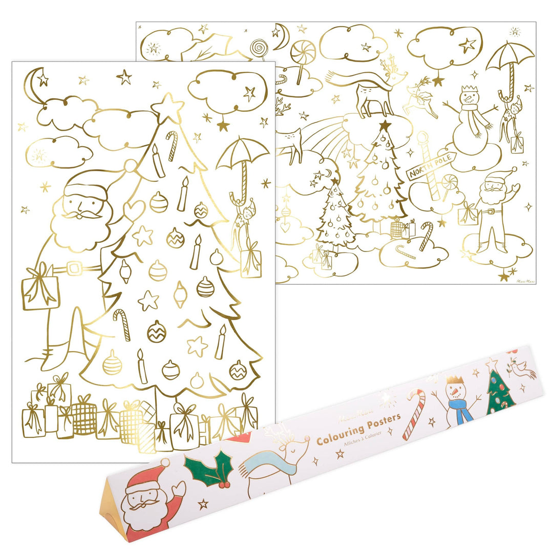 Christmas Colouring Posters x 2 | Meri Meri Christmas Activities Party Accessories Christmas Colouring Posters x 2