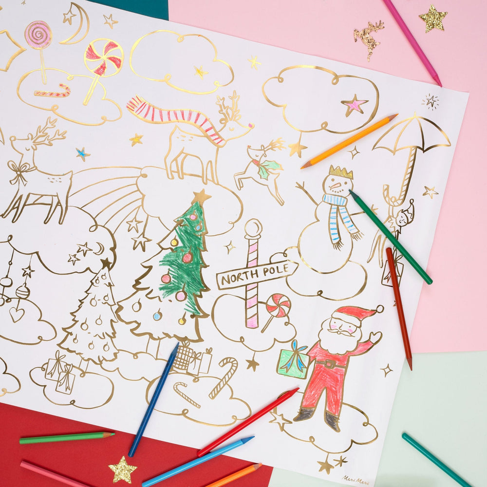 Christmas Colouring Posters x 2 | Meri Meri Christmas Activities Party Accessories Christmas Colouring Posters x 2