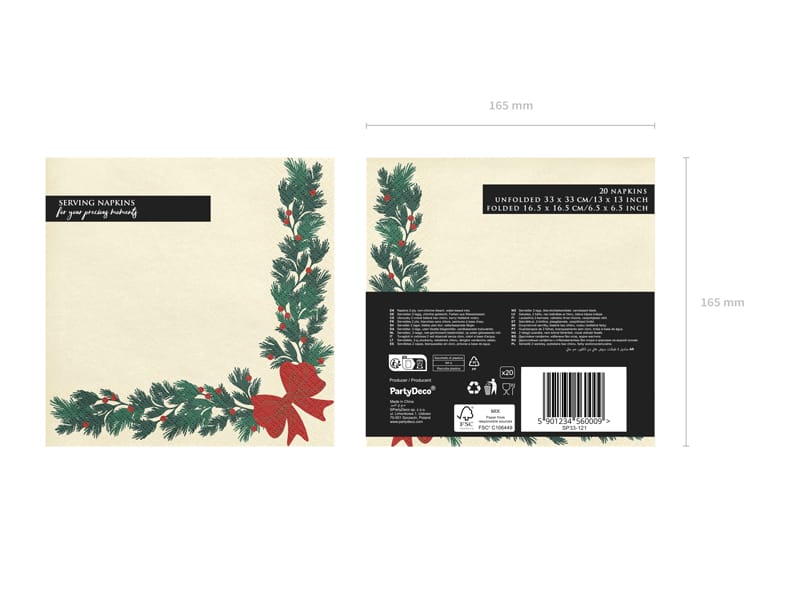 Christmas Garland Party Napkins x 20 - Christmas Napkins Paper Napkins Christmas Garland Party Napkins x 20