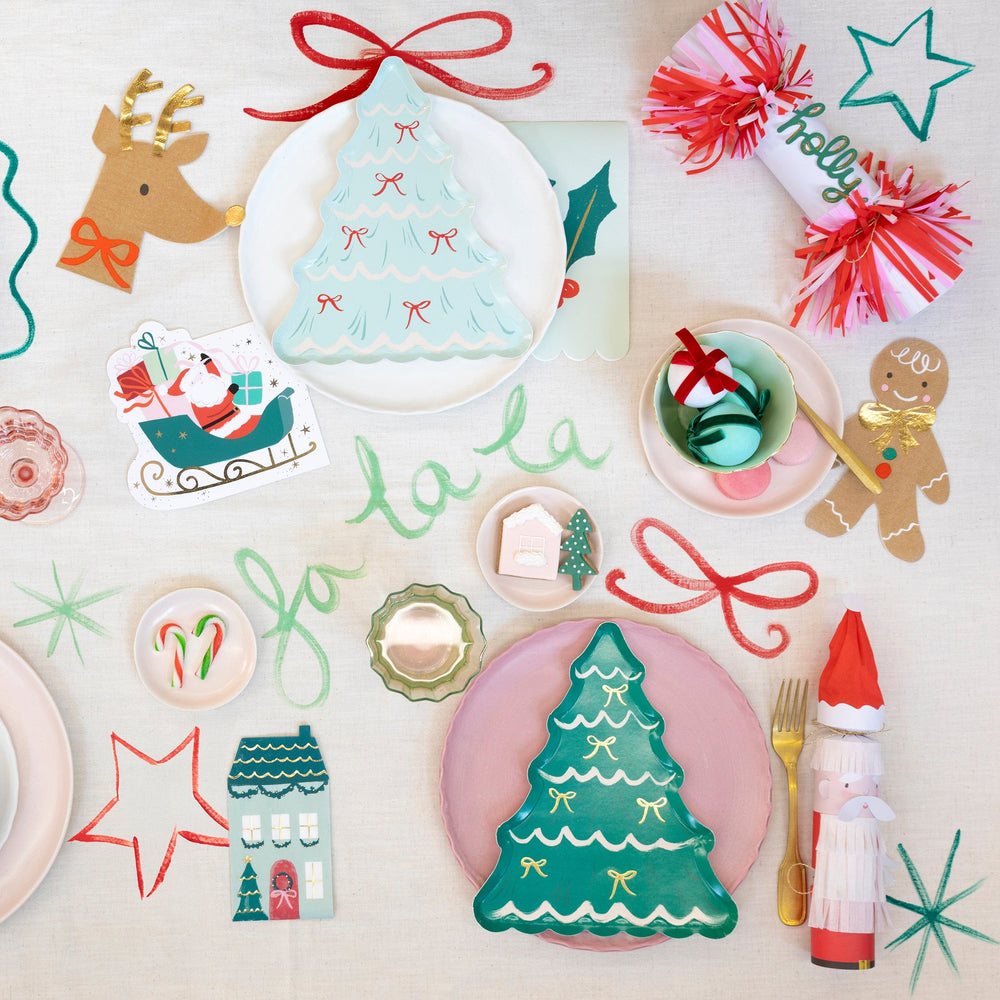 Christmas Tree With Bows Party Plates x 8 | Meri Meri Christmas Table party plates Christmas Tree With Bows Party Plates x 8