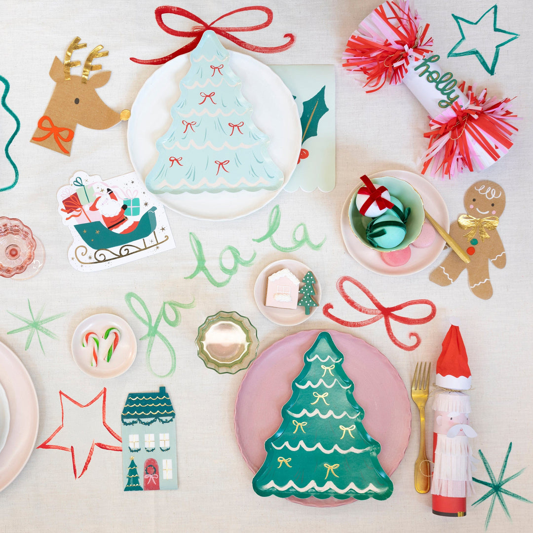 Christmas Tree With Bows Party Plates x 8 | Meri Meri Christmas Table party plates Christmas Tree With Bows Party Plates x 8