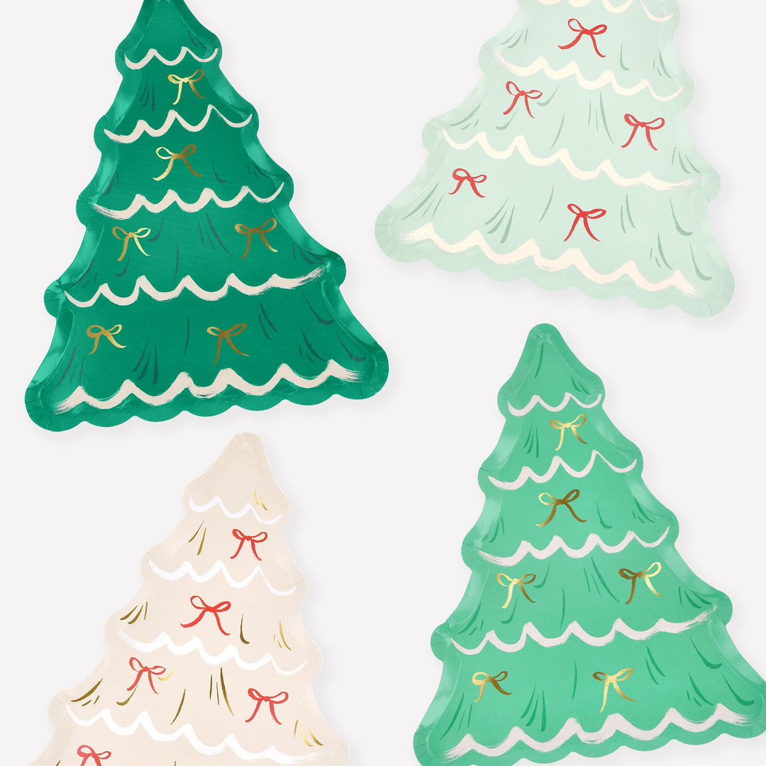 Christmas Tree With Bows Party Plates x 8 | Meri Meri Christmas Table party plates Christmas Tree With Bows Party Plates x 8