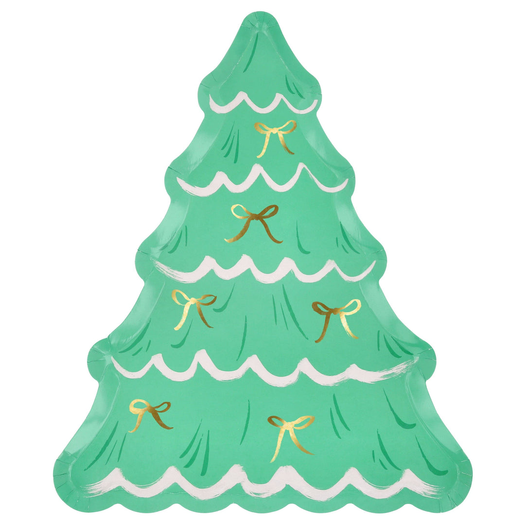 Christmas Tree With Bows Party Plates x 8 | Meri Meri Christmas Table party plates Christmas Tree With Bows Party Plates x 8