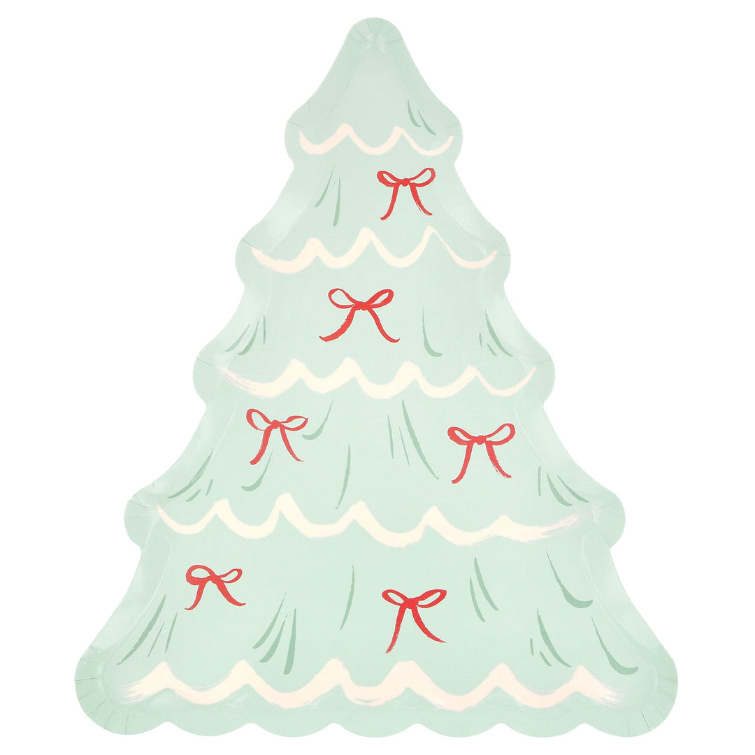 Christmas Tree With Bows Party Plates x 8 | Meri Meri Christmas Table party plates Christmas Tree With Bows Party Plates x 8