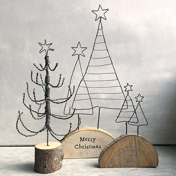 Christmas Trees On Wood Merry Christmas Decoration | East of India Christmas Decoration East of India Christmas Trees On Wood Standing Decoration - Merry Christmas