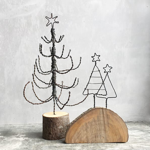 Christmas Trees On Wood Standing Decoration | East of India Christmas Decoration East of India Christmas Trees On Wood Standing Decoration