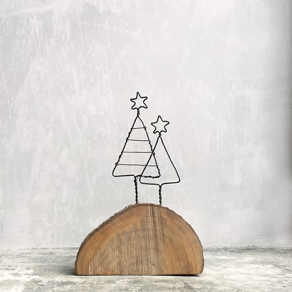 Christmas Trees On Wood Standing Decoration | East of India Christmas Decoration East of India Christmas Trees On Wood Standing Decoration