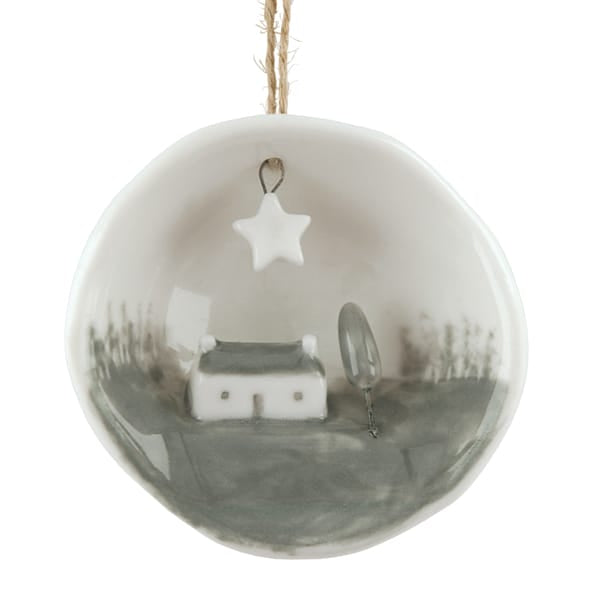 Christmas Wishes Our House Half Porcelain Bauble | East of India Bauble East of India Half Porcelain Bauble - Christmas Wishes Our House