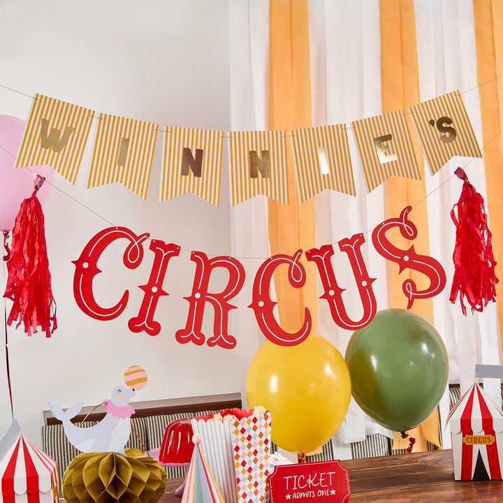 Circus Party Customisable Garland - Circus Birthday Decorations Bunting Circus Party Customisable Garland