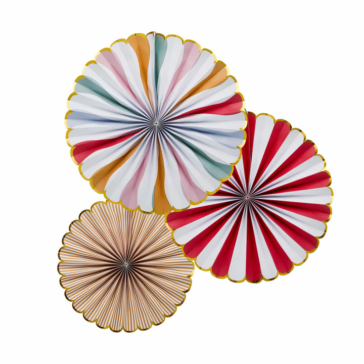 Circus Party Fan Decorations x 3 - Circus Birthday Decorations Paper Fans Circus Party Fan Decorations x 3