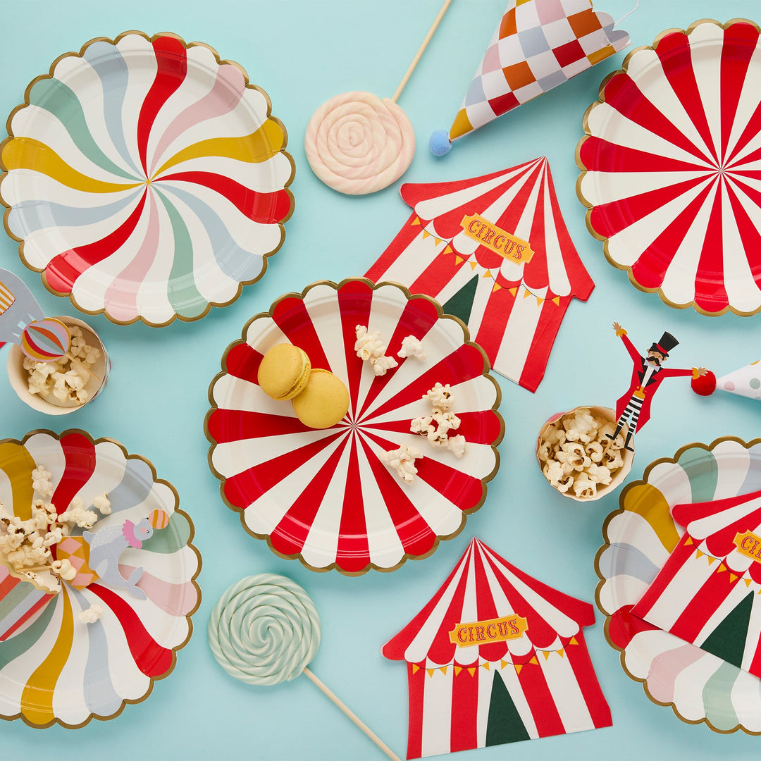 Circus Party Hats With Pom Poms x 8 - Circus Theme Decorations Party Hats Circus Party Hats With Pom Poms x 8